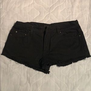 Distressed black shorts
